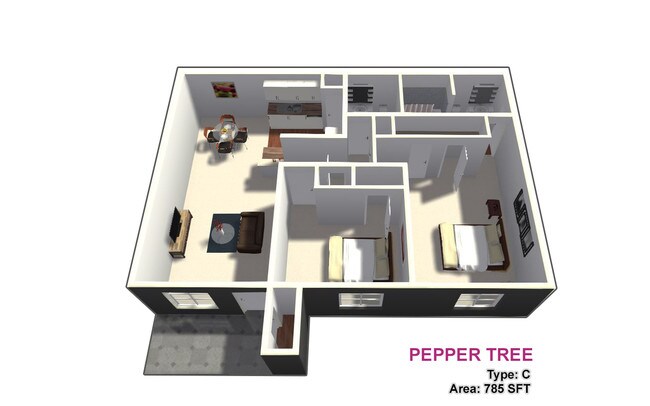 Two Bed / Two Bath 1123 floor plan